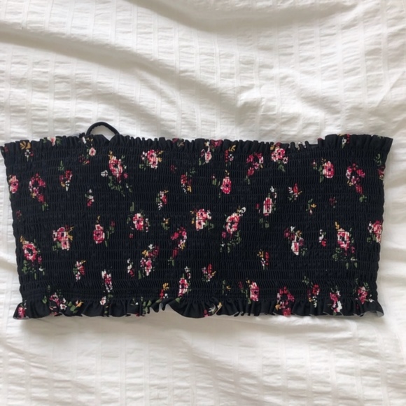 Smocked Underwire Floral Bandeau Bikini Top - Picture 2 of 6